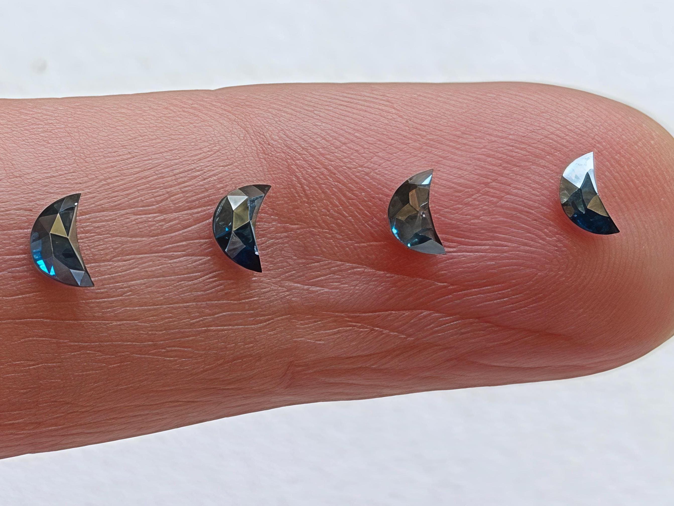 4mm Blue Half Crescent Moon Rose Cut Diamond Loose Cabochon, Calibrated Moon Shape Diamond For Jewelry - Pdd970 4mm Blue Half Crescent Moon Rose Cut Diamond Loose Cabochon, Calibrated Moon Shape Diamond For Jewelry - Pdd970
