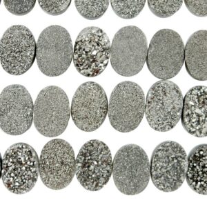 Black Diamond Oval Shaped Druzy Cabochon 14mm X 10mm (rk35b20-02) Black Diamond Oval Shaped Druzy Cabochon 14mm X 10mm (rk35b20-02)