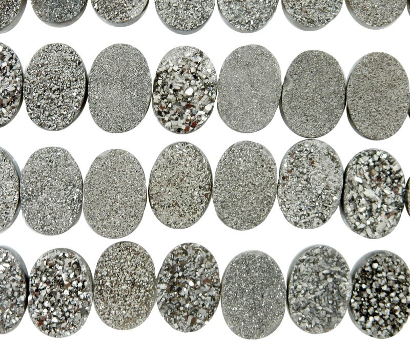 Black Diamond Oval Shaped Druzy Cabochon 14mm X 10mm (rk35b20-02)