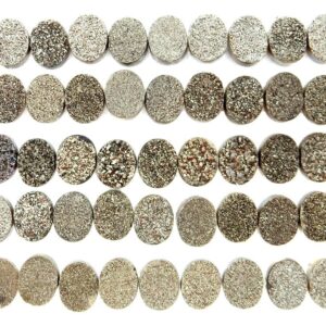 Black Diamond Oval Shaped Druzy Cabochon 10mm X 8mm (rk35b20-01) Black Diamond Oval Shaped Druzy Cabochon 10mm X 8mm (rk35b20-01)