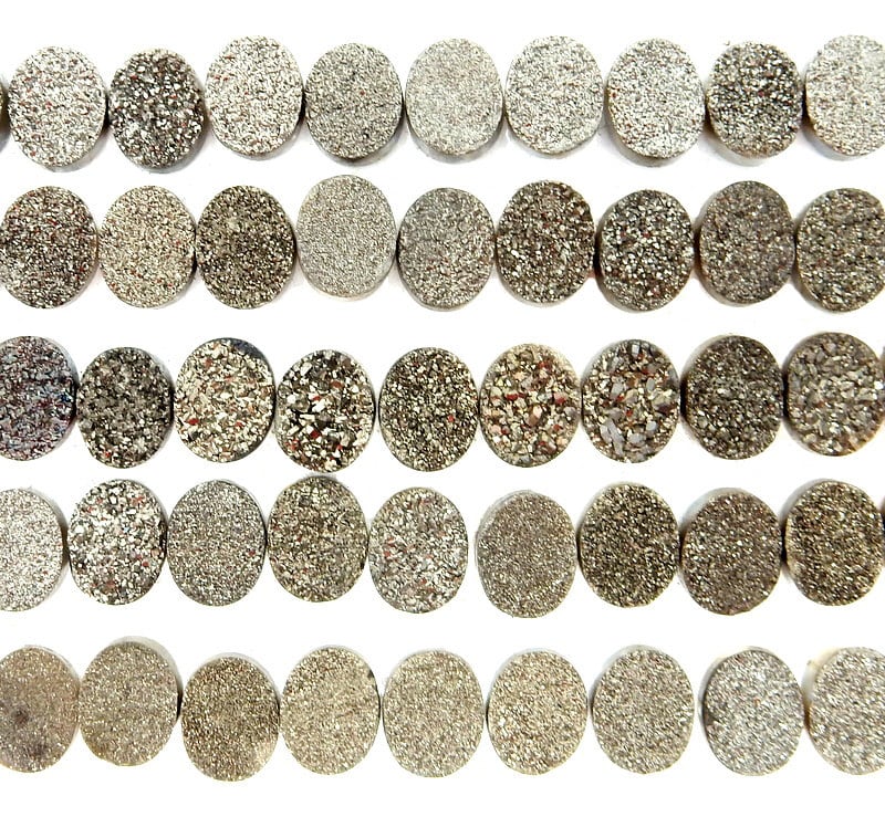Black Diamond Oval Shaped Druzy Cabochon 10mm X 8mm (rk35b20-01)