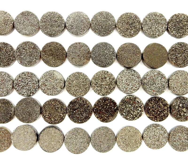 Black Diamond Round Shaped Druzy Cabochon 11mm (rk35b20-07)
