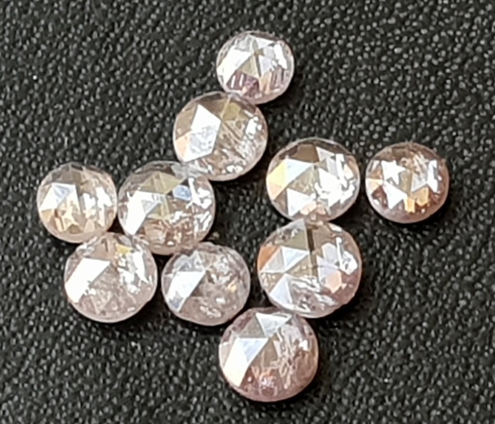 Light Pink Rose Cut Diamond Cabochon, 2mm Loose Diamond