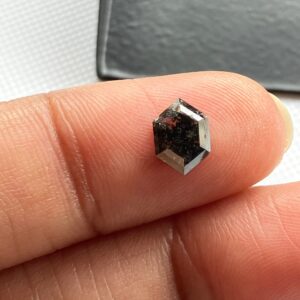 Salt And Pepper Diamond, 7.4mm/0.55CTW Clear Black Shield Shaped Rose Cut Diamond Loose Cabochon, Natural Black Rose Cut Diamond, DDS789/12 Salt And Pepper Diamond, 7.4mm/0.55CTW Clear Black Shield Shaped Rose Cut Diamond Loose Cabochon, Natural Black Rose Cut Diamond, DDS789/12