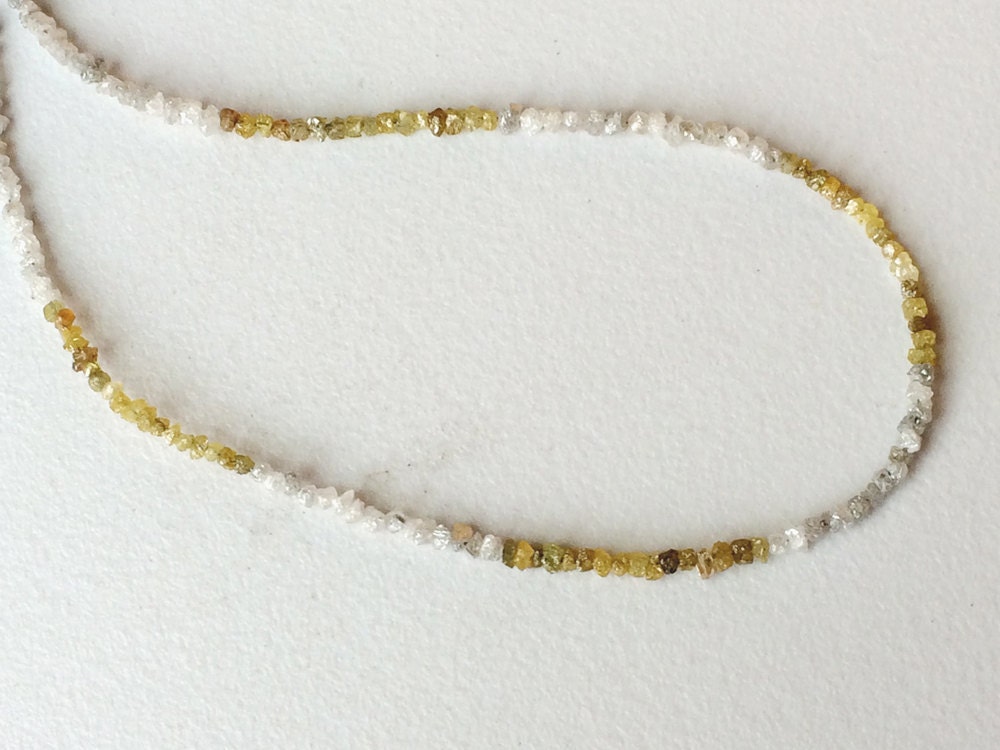 1-2mm Yellow Diamonds, White Diamonds, White & Yellow Raw Diamonds, Conflict Free Diamond, Natural Diamond Beads For Jewelry (8in To16in)