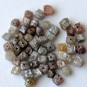 2.5-3mm Multi Color Rough Diamond Cube, Drilled Natural Multi Diamond Box Cube, Loose Diamonds, Raw Uncut Diamonds (5pcs To 10pcs) - Pvd32