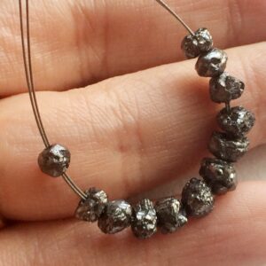 4-5mm Black Rough Diamond Beads, 1mm Large Hole Drilled Black Diamond, 1mm Hole Loose Diamond, Conflict Free Diamond (1pc To 10pcs) - Ds244 4-5mm Black Rough Diamond Beads, 1mm Large Hole Drilled Black Diamond, 1mm Hole Loose Diamond, Conflict Free Diamond (1pc To 10pcs) - Ds244