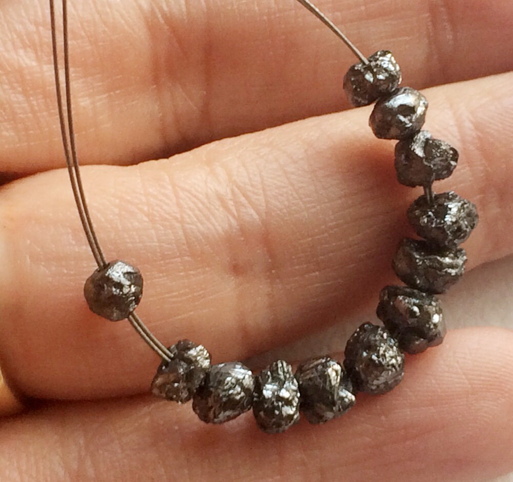 4-5mm Black Rough Diamond Beads, 1mm Large Hole Drilled Black Diamond, 1mm Hole Loose Diamond, Conflict Free Diamond (1pc To 10pcs) - Ds244 4-5mm Black Rough Diamond Beads, 1mm Large Hole Drilled Black Diamond, 1mm Hole Loose Diamond, Conflict Free Diamond (1pc To 10pcs) - Ds244