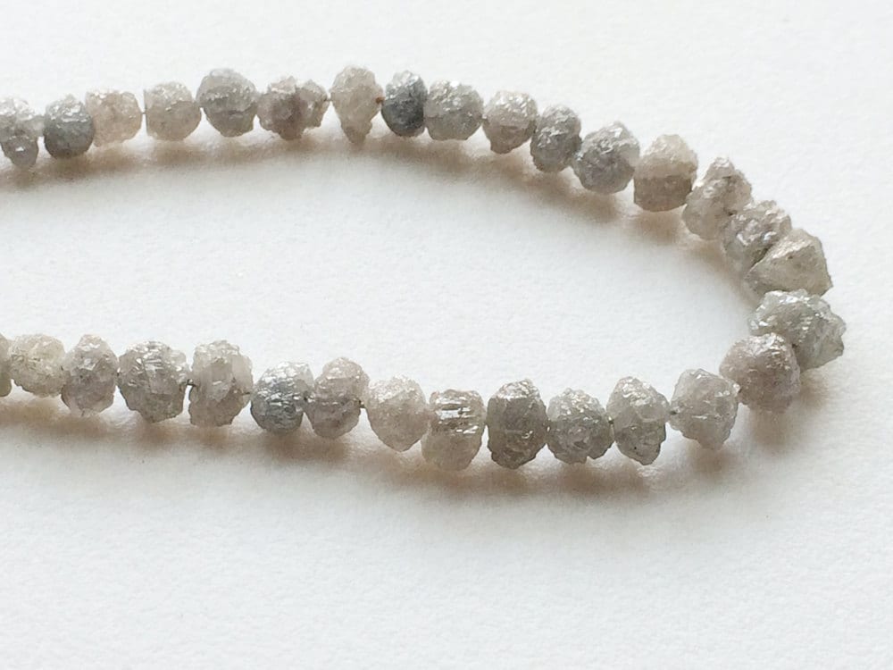 4-6mm Grey White Rough Diamonds, Natural Grey Raw Diamond Beads, Uncut Diamond Beads, Rough Diamonds For Jewelry (10pcs To 20pcs)