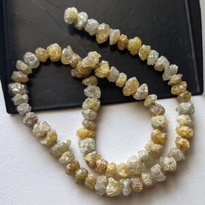 4-7mm Raw Yellow Green Diamond Beads, Natural Rough Yellow Green Uncut Diamond, Raw Yellow Diamond Necklace (2in To 8in Options) - Ddra42