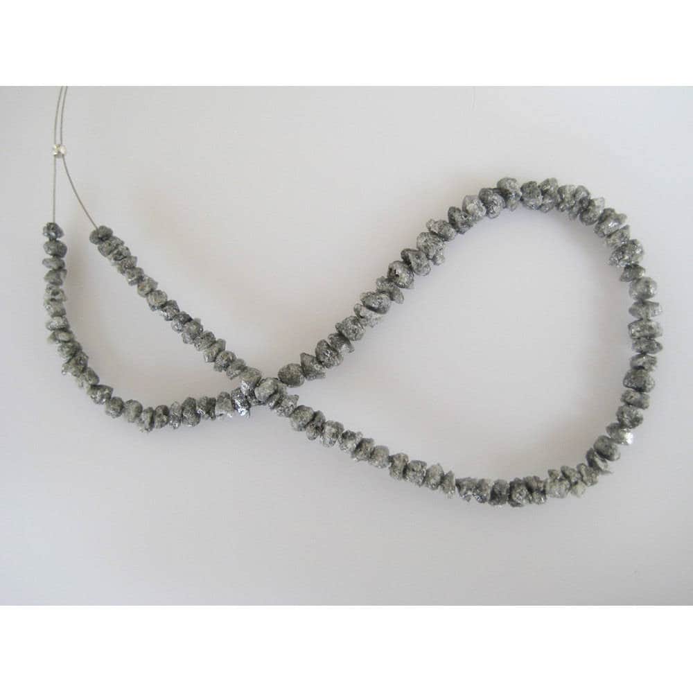 6mm-8mm Sparkling Grey Natural Diamonds, Raw Diamond Beads, 1mm Hole Drilled Beads, Uncut Beads, Rough Diamond Beads (2pcs To 10pcs Option)