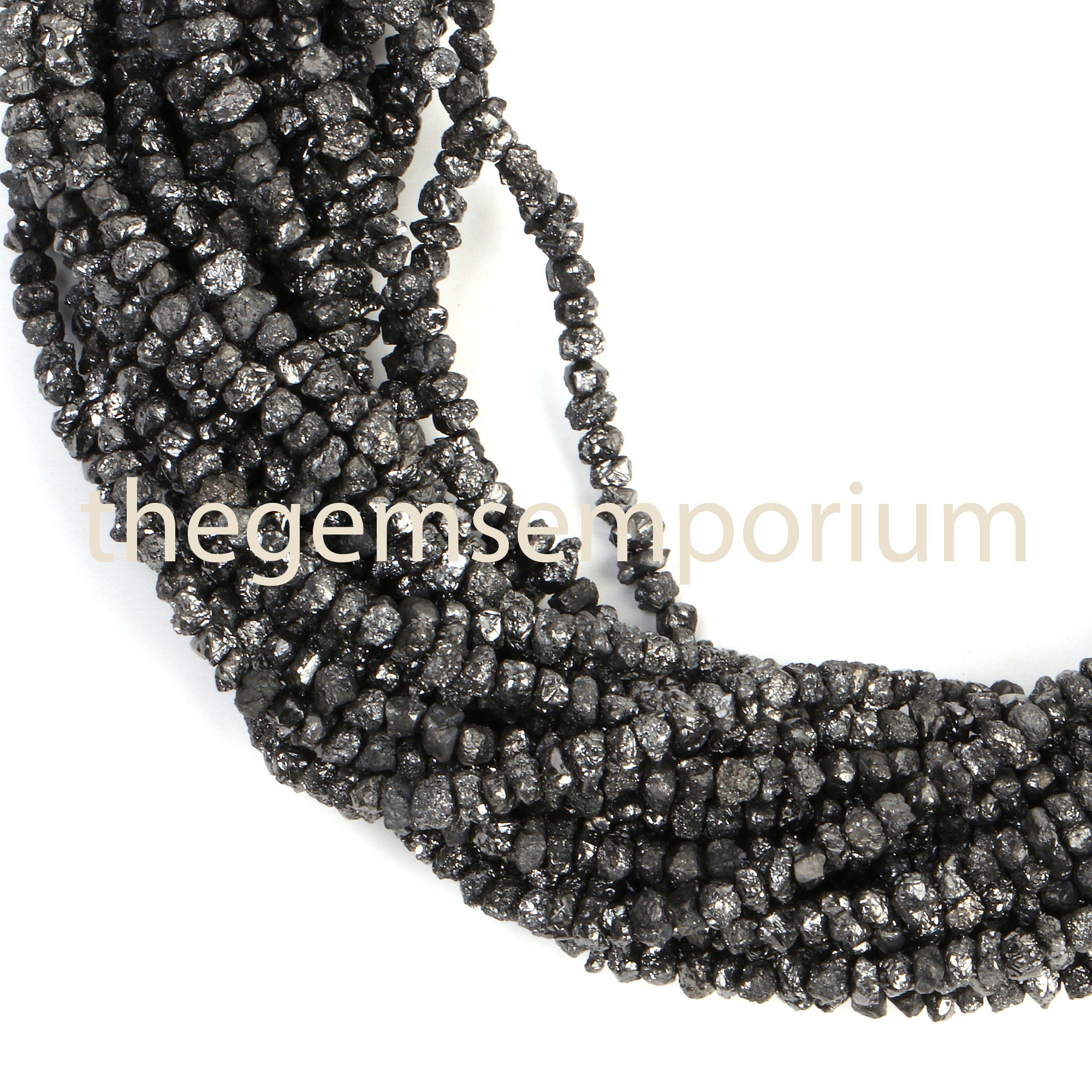 Aaa Black Treated Diamond Nugget Beads, 44cm Strand Aaa Black Treated Diamond Nugget Beads, 44cm Strand