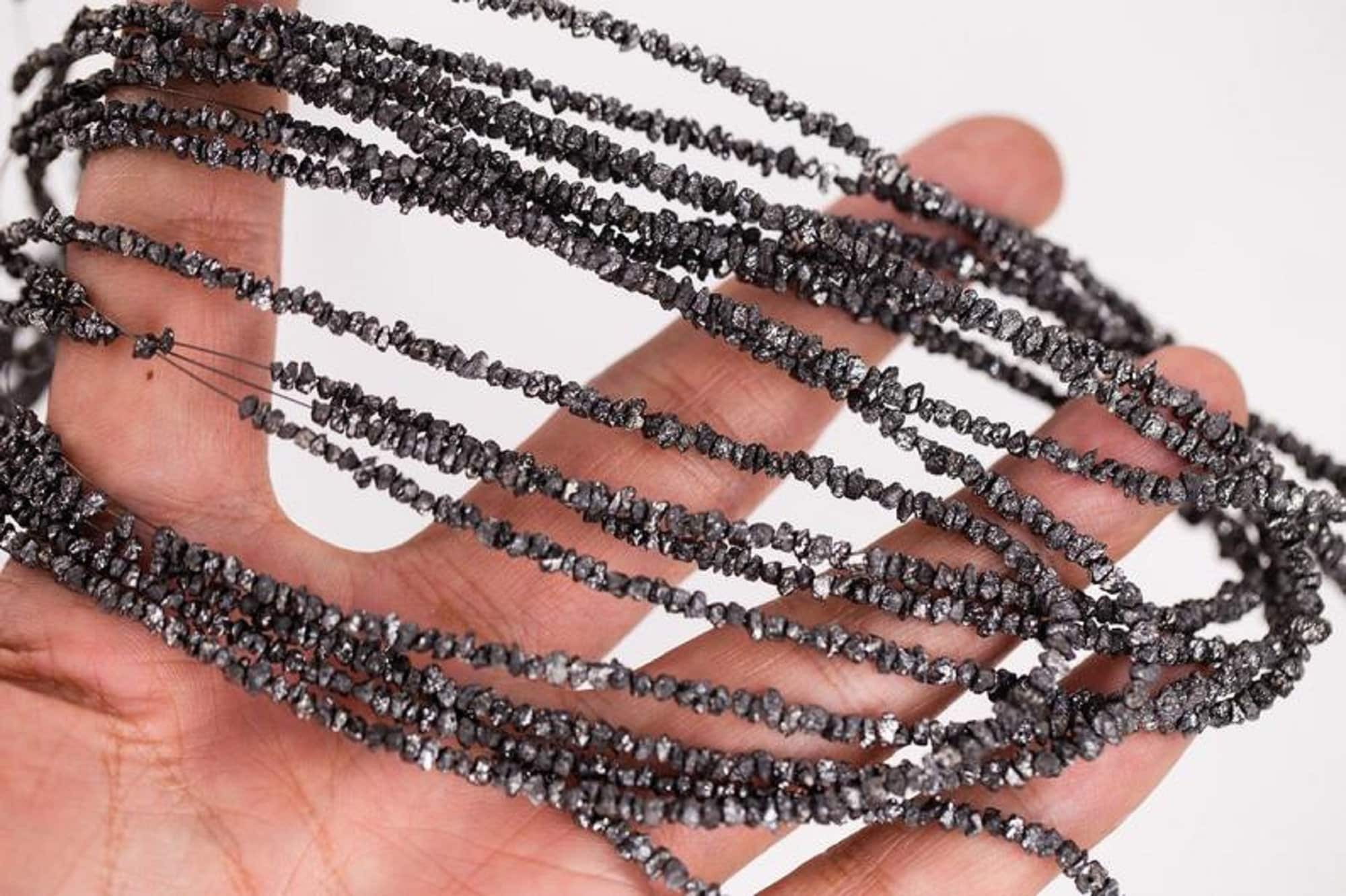 Black Diamond Rough Uncut Beads, Natural Black Diamond Beads, Raw Diamond Beads, Uncut Diamond Beads Black Diamond 2-3 Mm Beads Strand