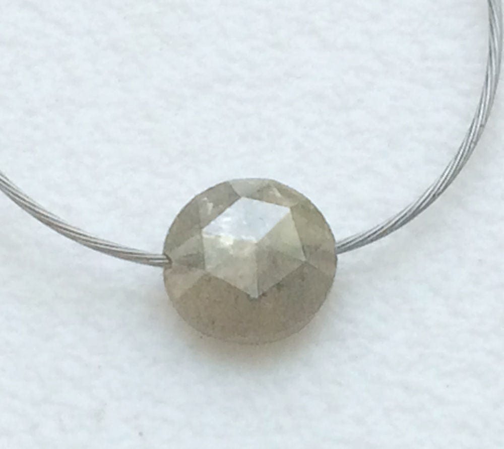 Conflict Free Gray Rose Cut Diamond, Rare 4.5mm Loose Top Side Drilled Diamond, Natural Loose Rough Faceted Cabochon For Jewelry - Ds3554