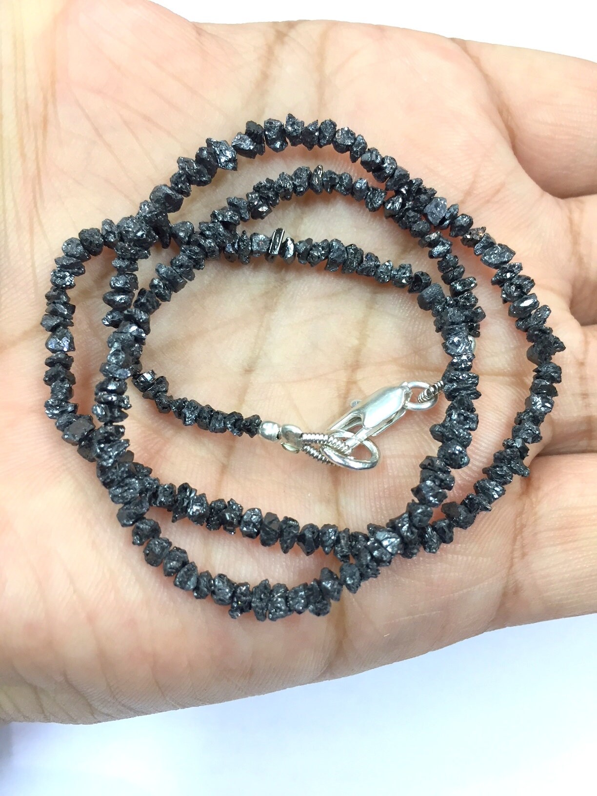 Natural Beautiful Black Diamond Chips Rough 15" Strand Diamond Uncut Diamond Rough Wholesale Price Natural Beautiful Black Diamond Chips Rough 15" Strand Diamond Uncut Diamond Rough Wholesale Price