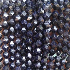 Star Cut Faceted Blue Goldstone Nugget Diamond Beads, 6mm 8mm 10mm 12mm Blue Goldstone Beads Wholesale Supply, one Strand 15", blue Beads
