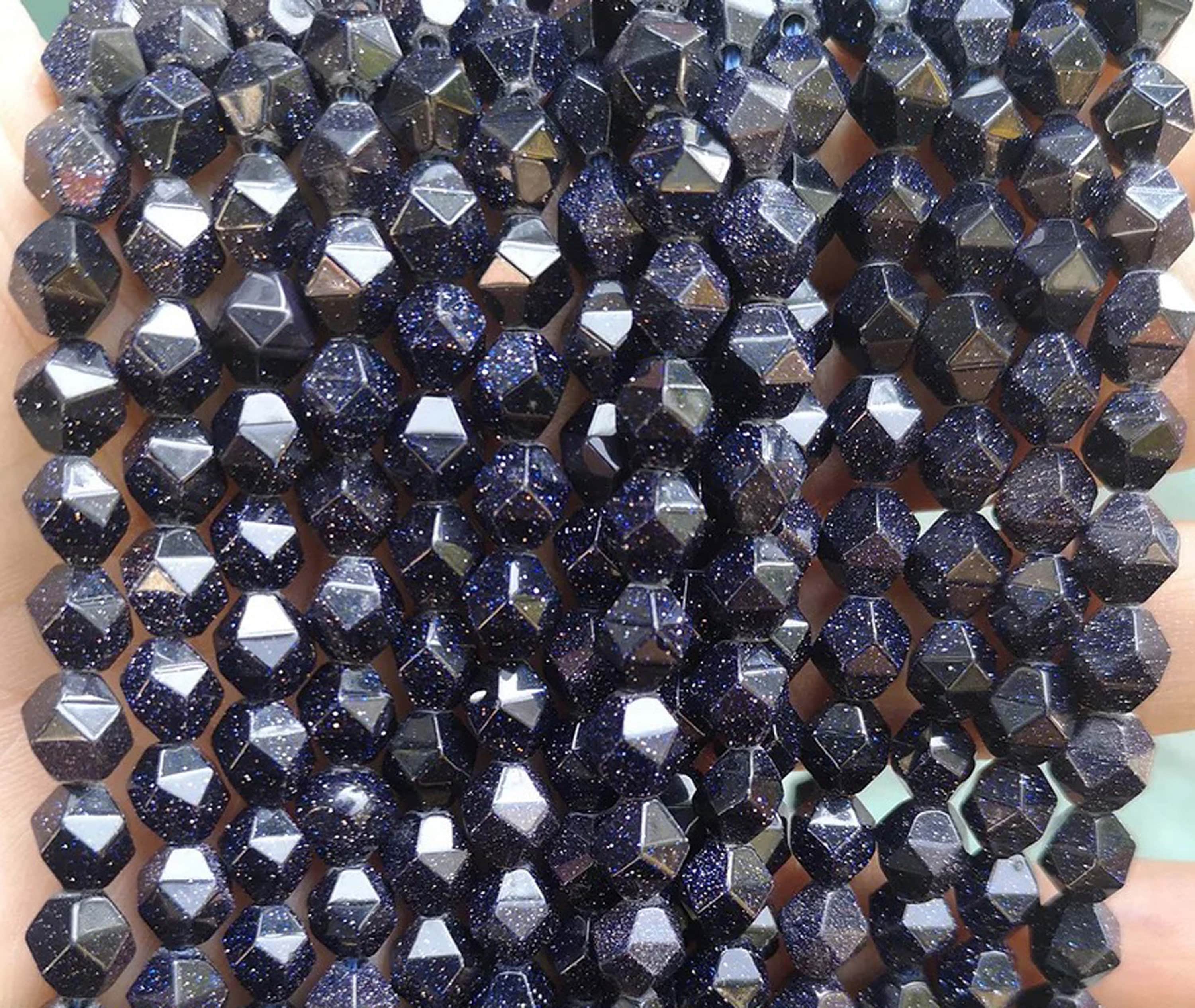 Star Cut Faceted Blue Goldstone Nugget Diamond Beads, 6mm 8mm 10mm 12mm Blue Goldstone Beads Wholesale Supply, One Strand 15", Blue Beads Star Cut Faceted Blue Goldstone Nugget Diamond Beads, 6mm 8mm 10mm 12mm Blue Goldstone Beads Wholesale Supply, One Strand 15", Blue Beads
