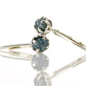 1 Carat Raw Rough Diamond Earrings - Sterling Silver Leverback Earrings - Blue Natural Conflict Free Diamonds