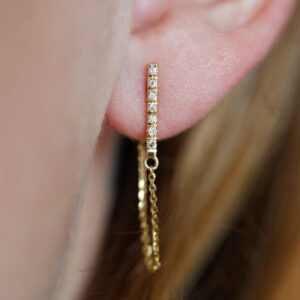 14k Gold Diamond Studs Earrings, Elegant Chain, Classic Earring, Diamond Studs, Delicate Earrings, Diamond Chain Jewelry, Chain Studs 14k Gold Diamond Studs Earrings, Elegant Chain, Classic Earring, Diamond Studs, Delicate Earrings, Diamond Chain Jewelry, Chain Studs