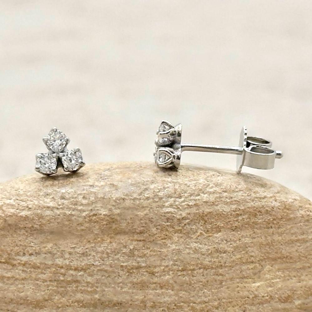 Diamond Cluster Earrings, Classic Diamond Stud Earrings, 3 Cluster, Lifetime Care Plan Included, Genuine Diamonds Ls7106 Diamond Cluster Earrings, Classic Diamond Stud Earrings, 3 Cluster, Lifetime Care Plan Included, Genuine Diamonds Ls7106