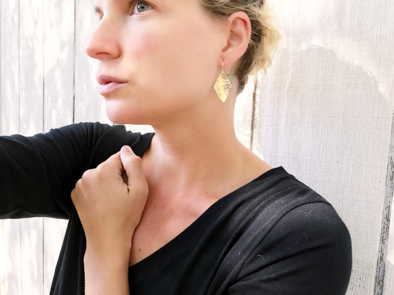 Hammered Diamond Brass Small Dangle Drop Gold Earrings | Gold Earrings | Statement Earring | Boho | Gifts For Her | Geometric Earrings
