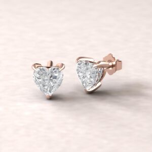 Heart Cut Lab Diamond Earrings With Diamond Hidden Halo, Fang Prongs, Lifetime Care Plan Included; Genuine Diamonds Ls5626 Heart Cut Lab Diamond Earrings With Diamond Hidden Halo, Fang Prongs, Lifetime Care Plan Included; Genuine Diamonds Ls5626