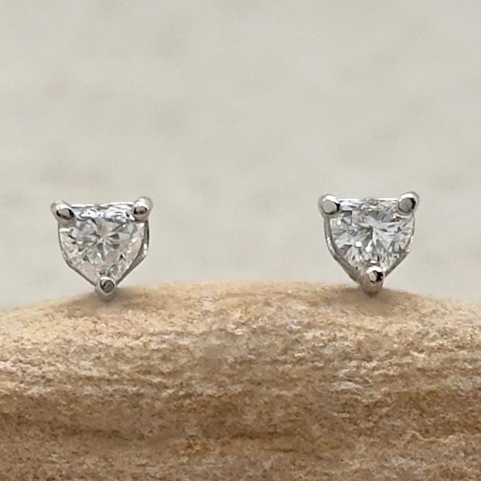 Heart Lab Diamond Studs Half Carat Total Lab Diamond Filigree Earrings, Lifetime Care Plan Included, Genuine Lab Diamonds Ls7322