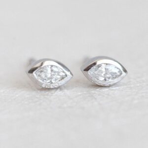 Marquise Diamond Studs / Diamond Stud Earrings 14k Gold / Available In 14k Gold, Rose Gold, And White Gold