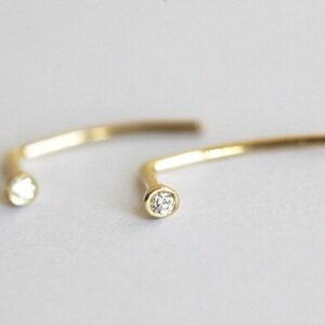Diamond Pin Studs • 14k/18k Gold • Minimal Tiny Stud Earrings • Gift for Her