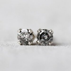 Salt and Pepper Diamond Stud Earrings: Sterling Silver, Elegant Grey Diamonds