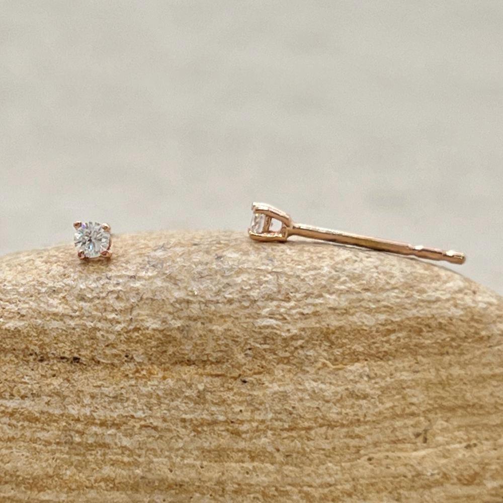 Tiny 2mm Lab Diamond Or Natural Diamond Studs, Classic Gift, 2nd Hole - Lifetime Care Plan Included Ls6437