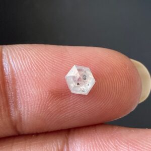 0.51ctw / 4.7mm Fancy Hexagon Shield Shape Clear White Rose Cut Faceted Ice Diamond Loose For Ring Dds660 / 3