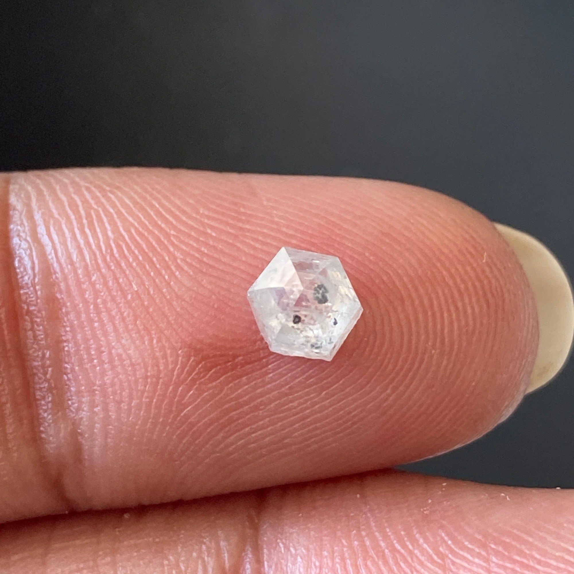 0.51ctw / 4.7mm Fancy Hexagon Shield Shape Clear White Rose Cut Faceted Ice Diamond Loose For Ring Dds660 / 3