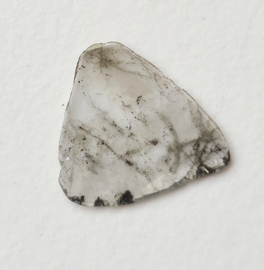 11.7x12.3mm Grey White Diamond Slice, 0.85 Ct Huge Faceted Trillion Shaped Grey White Diamond Slice Polki Loose Diamond Slice Jewelry-ppd921