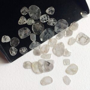 4.5-6mm Grey White Diamond Slice, Natural Grey White Diamond Faceted Polki Slice, Faceted Free Form Diamond Slice For Jewelry (0.5ct To 1ct)