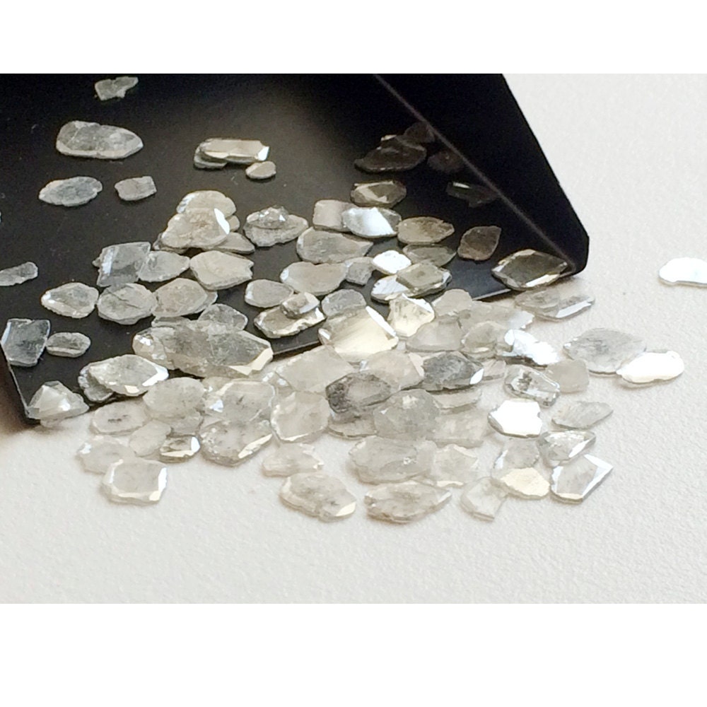5-7mm White Diamond Faceted Slices, White Diamond Faceted Diamond Slices For Jewelry, White Slices (0.5 Ct To 2cts Options) - Vic51