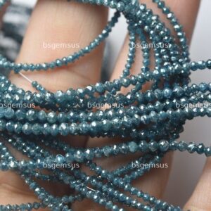 7 Inches Strand,Finest Quality,Natural Sparkle Blue Diamond Faceted Rondelles,1.70-2mm,