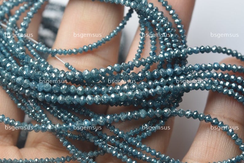 7 Inches Strand,finest Quality,natural Sparkle Blue Diamond Faceted Rondelles,1.70-2mm,