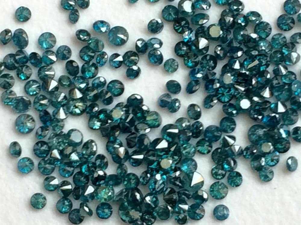 Blue Diamond, 1mm Best Seller Diamond, Round Brilliant Cut Solitaire Faceted Blue Diamond For Wedding Band (20pc To 100pc)-pdd241