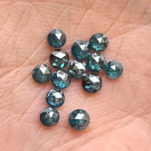 Blue Diamond, 2-2.5 Mm Melee Diamonds, Round Rose Cut Flat Back Cabochon Faceted Blue Diamond For Wedding Band (5pcs To 10pcs)-vicp992