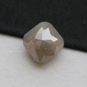 Gray Cushion Shaped Diamond, Rare 0.75 Cts Flat Back Faceted Gray Diamond Cabochon, 4.9mm Rose Cut Diamond For Wedding Rings/pendant-pdd215