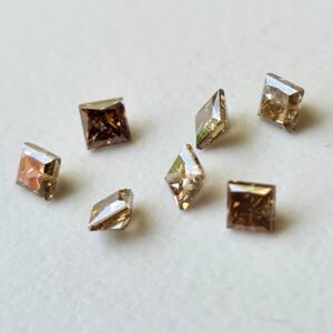Melee Champagne Diamonds, 2.4mm Natural Diamonds, Square Princess Cut Faceted Brown Diamond For Jewelry (1pc To 2pc)-ppkj104