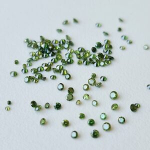 Melee Green Diamonds, 1.3-1.7 Mm Conflict Free Diamonds, Round Brilliant Cut Solitaire Faceted Green Diamond For Jewelry, 10pcs-pprk4