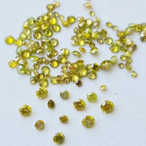 Melee Yellow Diamonds, 1.3-2.5 Mm Natural Diamonds, Round Brilliant Cut Solitaire Faceted Yellow Diamond For Jewelry, 5pcs Diamonds-pprk6