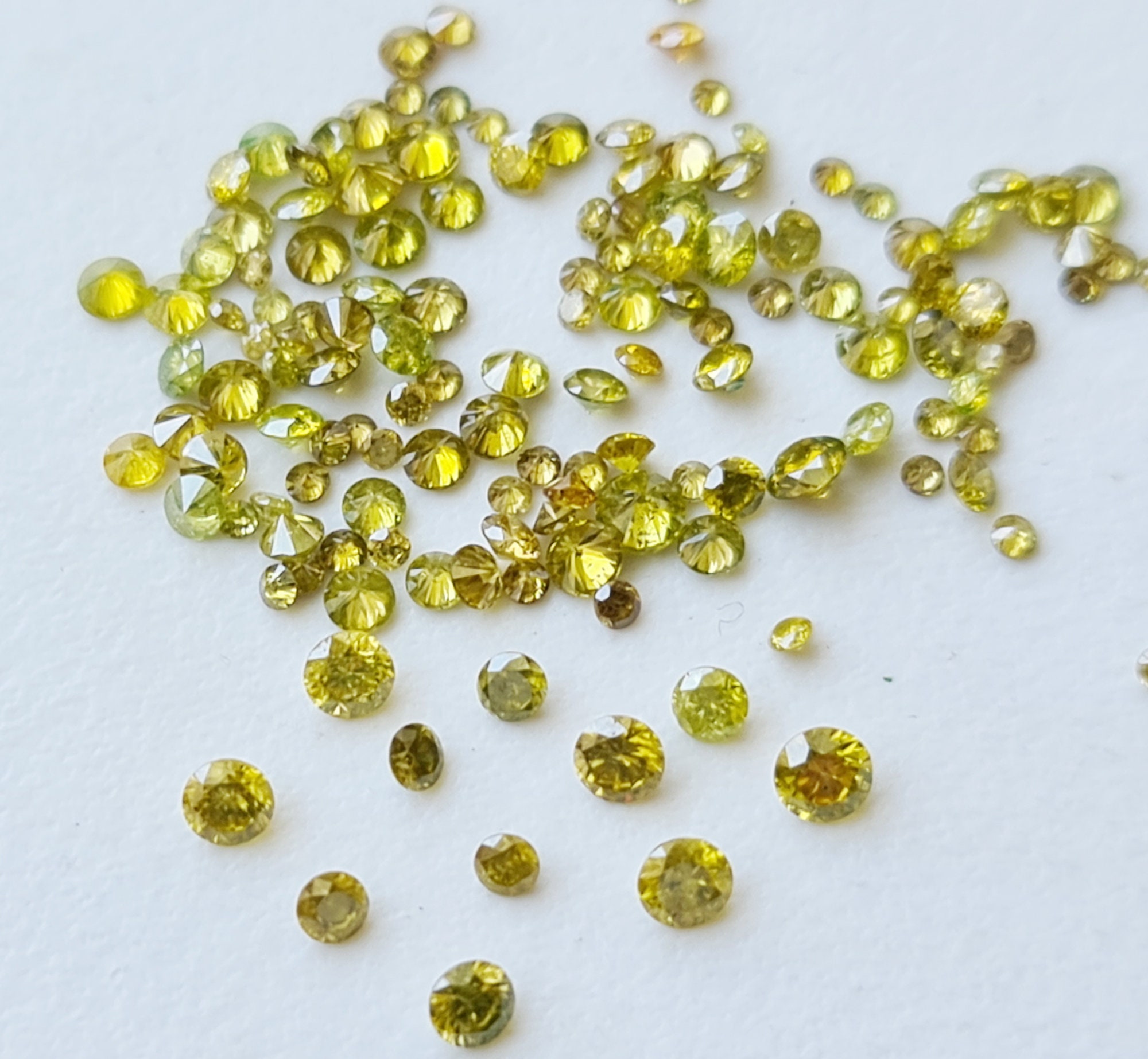 Melee Yellow Diamonds, 1.3-2.5 Mm Natural Diamonds, Round Brilliant Cut Solitaire Faceted Yellow Diamond For Jewelry, 5pcs Diamonds-pprk6