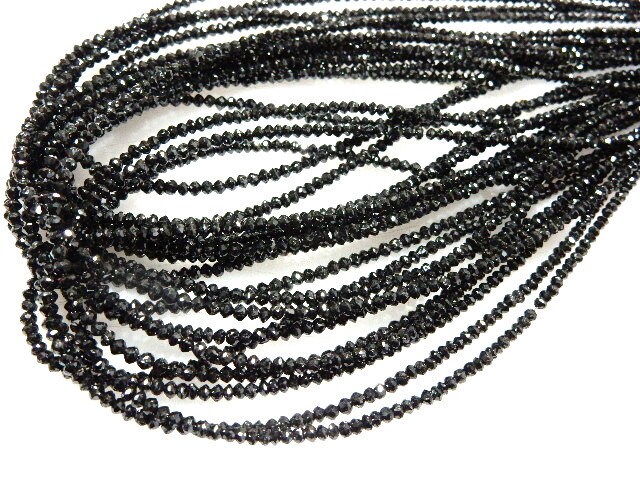 Natural Black Diamond Beads Faceted Rondelle Aaa 3mm 15" Strand For Jewelry Making