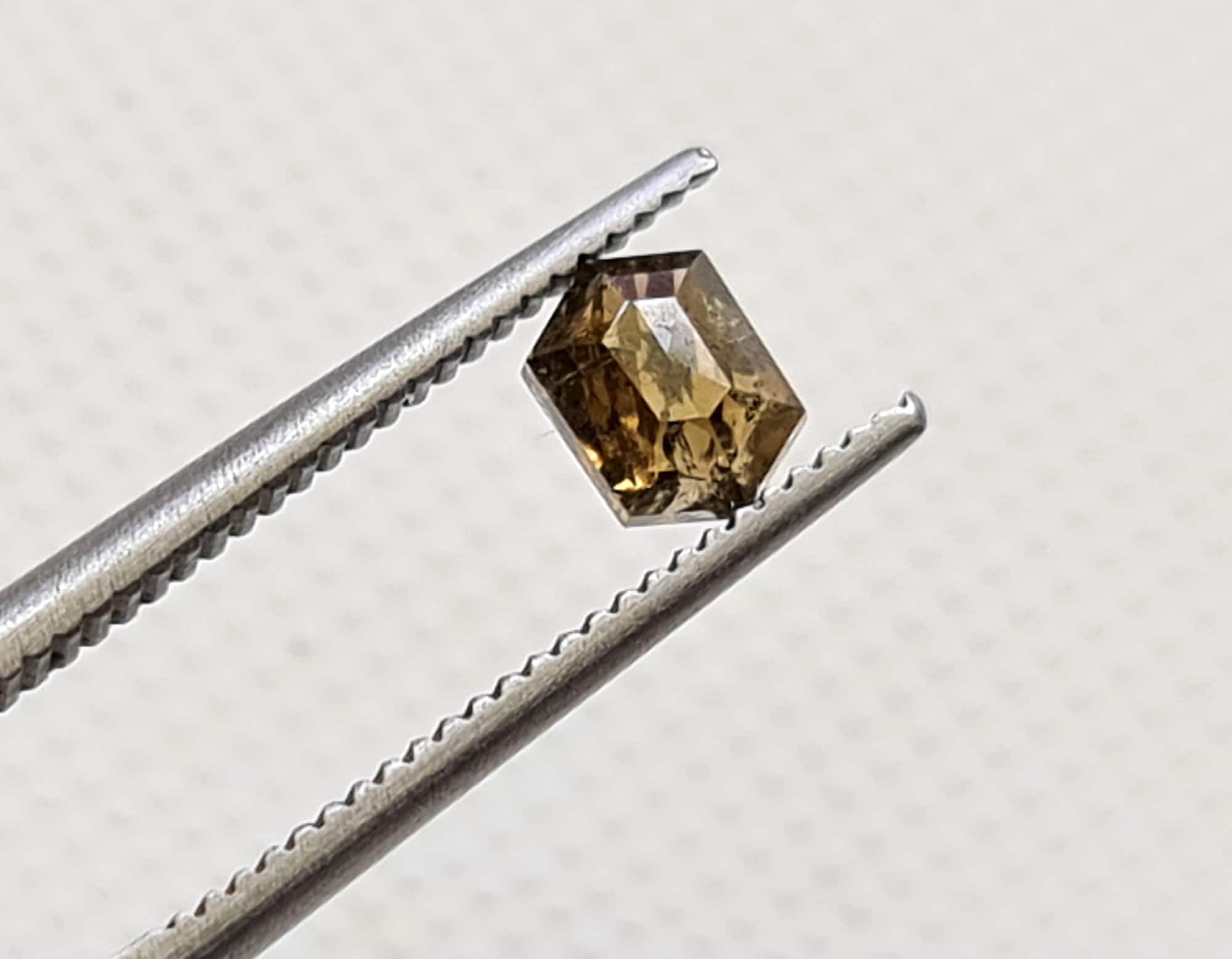 Natural Brown Hexagon Shaped Diamond, Rare 0.47 Ct Flat Back Faceted Brown Diamond, 5x3.7mm Rose Cut Diamond For Wedding Ring/pendant-pdd278
