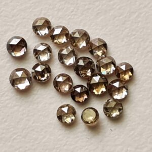 Rare Rose Cut Diamonds, Natural 2.5-3mm Cognac Clear Rose-cut Diamonds, Faceted Flat Back Diamonds For Jewelry Making, (2pc To 4pc)-ppd962