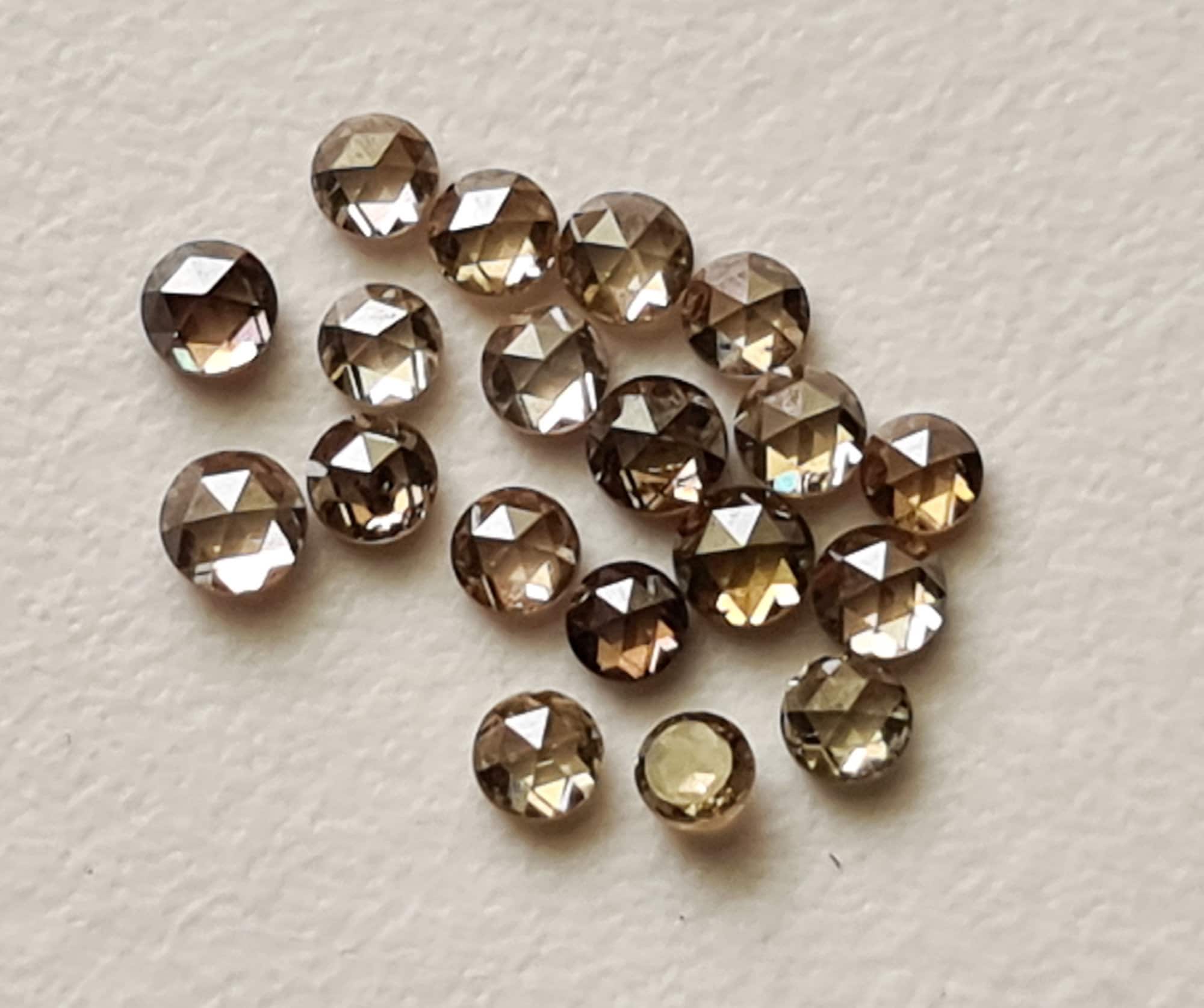 Rare Rose Cut Diamonds, Natural 2.5-3mm Cognac Clear Rose-cut Diamonds, Faceted Flat Back Diamonds For Jewelry Making, (2pc To 4pc)-ppd962