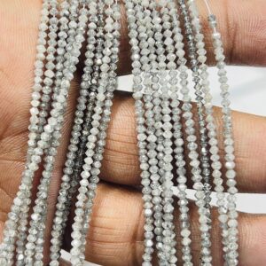 Faceted Diamond Rondelle Beads: 2mm AAA Off-White